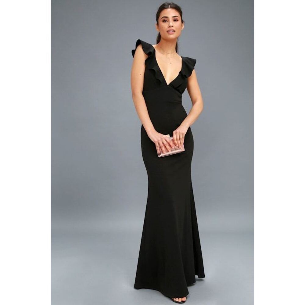 Lulus Perfect Opportunity Black Maxi Dress - Size Medium EUC